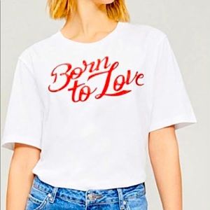 Born To Love Embroidered-slogan Cotton-jersey Tee